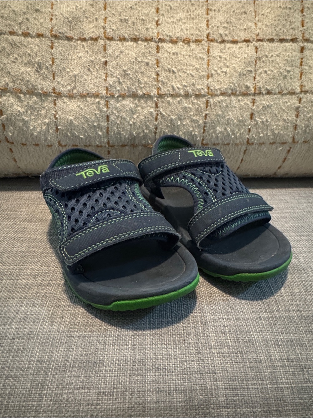 Teva Kids Navy and Green Hook-and-Loop Sport Sandals